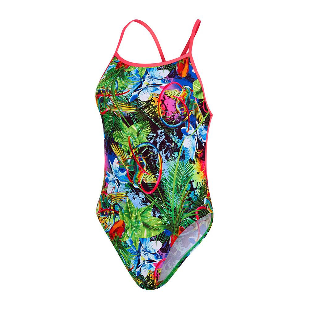 Speedo LUCID JUNGLE - Maillot de bain 1 pièce Femme greyenblue