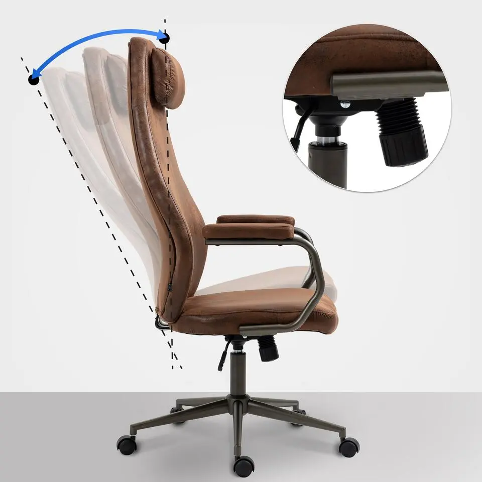 CLP Bureaustoel Pocatello zwart Frame - Kunstleer - cognac