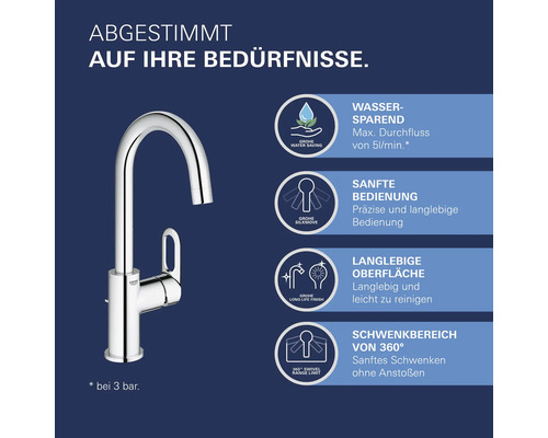 GROHE BAULOOP wastafelmengkraan, chroom 23763000