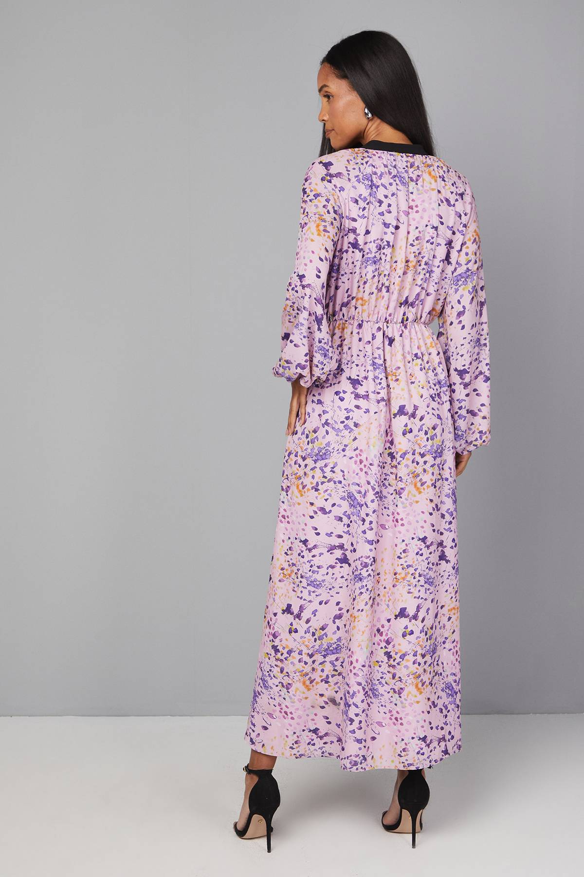 Wallis Robe Midi à Col Noué Motif Abstrait