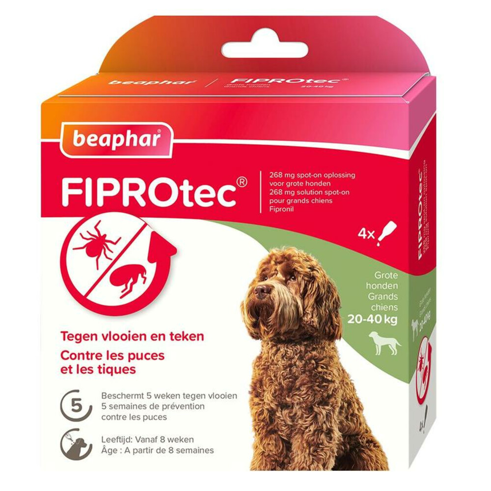 Beaphar Fiprotec Anti Teken- en Vlooiendruppels Hond 20 - 40 kg4 stuks