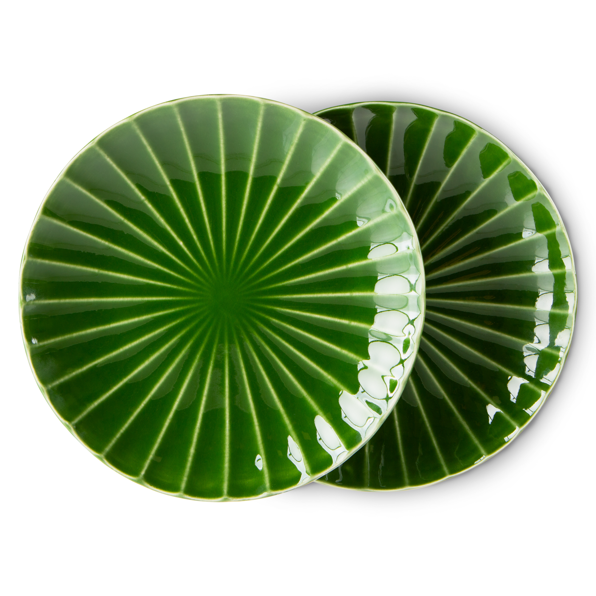 Ontbijtbord Emeralds ribbed groen - set van 2
