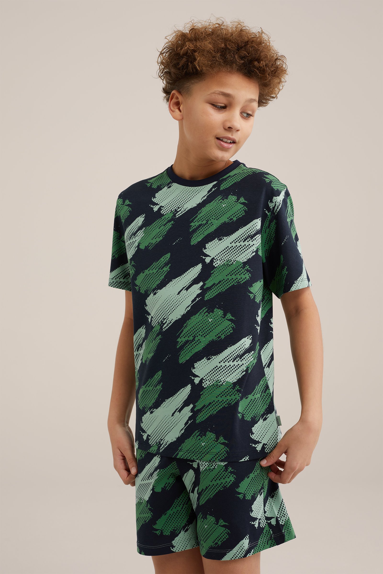 Jongens pyjamaset met dessin WE Fashion Donkergroen