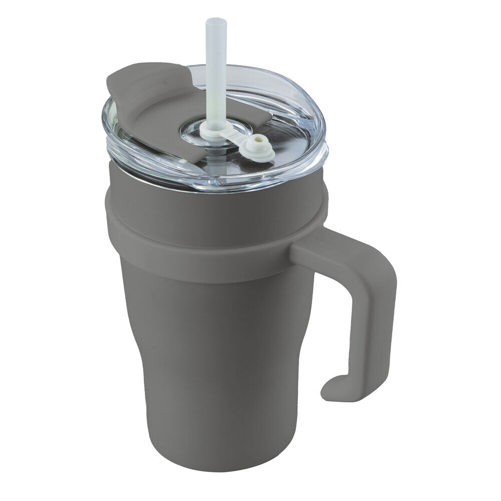 Mug isotherme en inox 1,2L avec paille et poignée