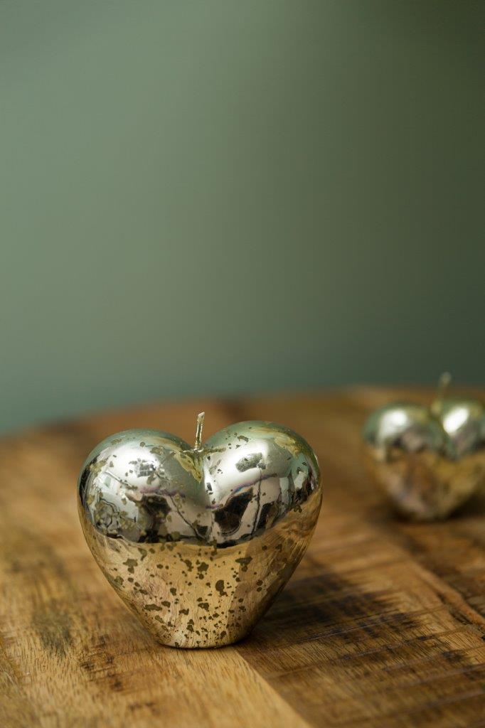 Kerze - silber - Herzform - 10 cm