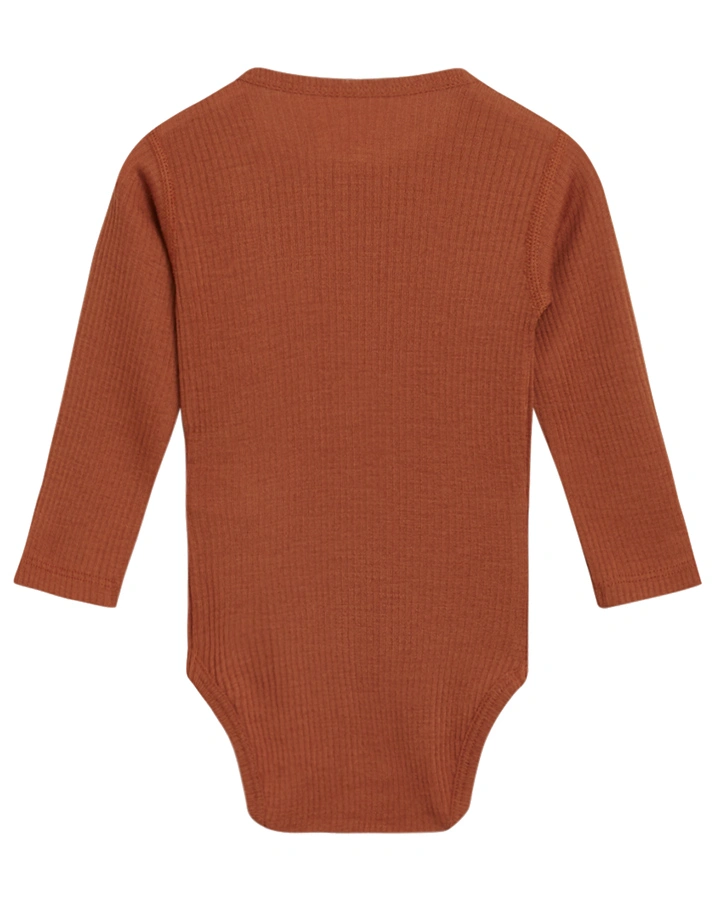 Langarm-Body BERRY mit Wolle in terracotta