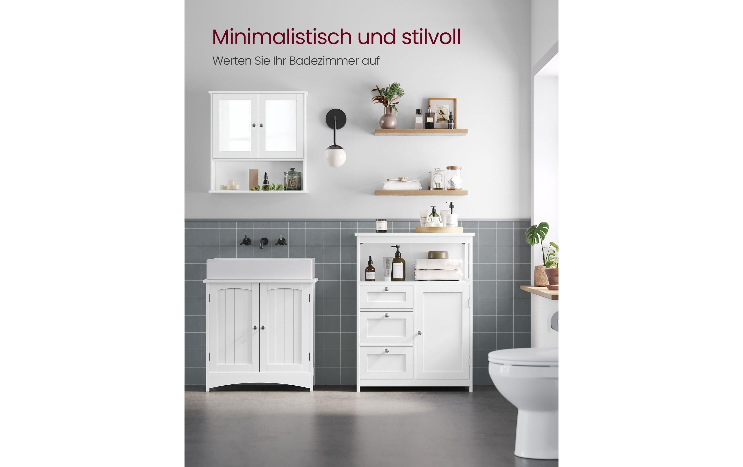 Kommode Floor Cabinet, MDF, 60 x 80 cm, Weiss<br>Badezimmerschrank mit drei Schubladen