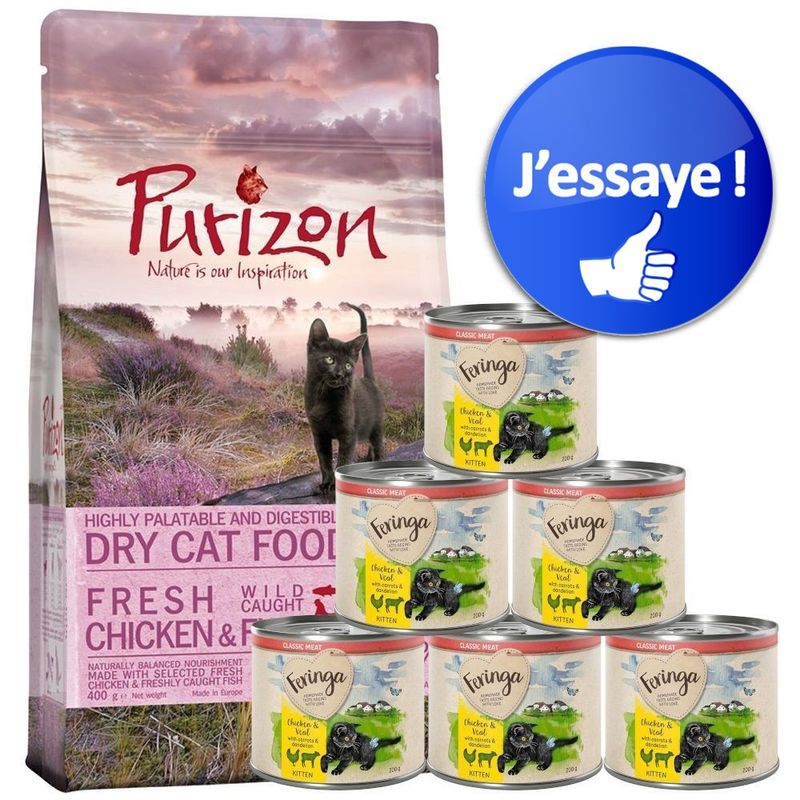 Offre d'essai mixte Purizon 400 g + Feringa 6 x 200 g - sans céréales
