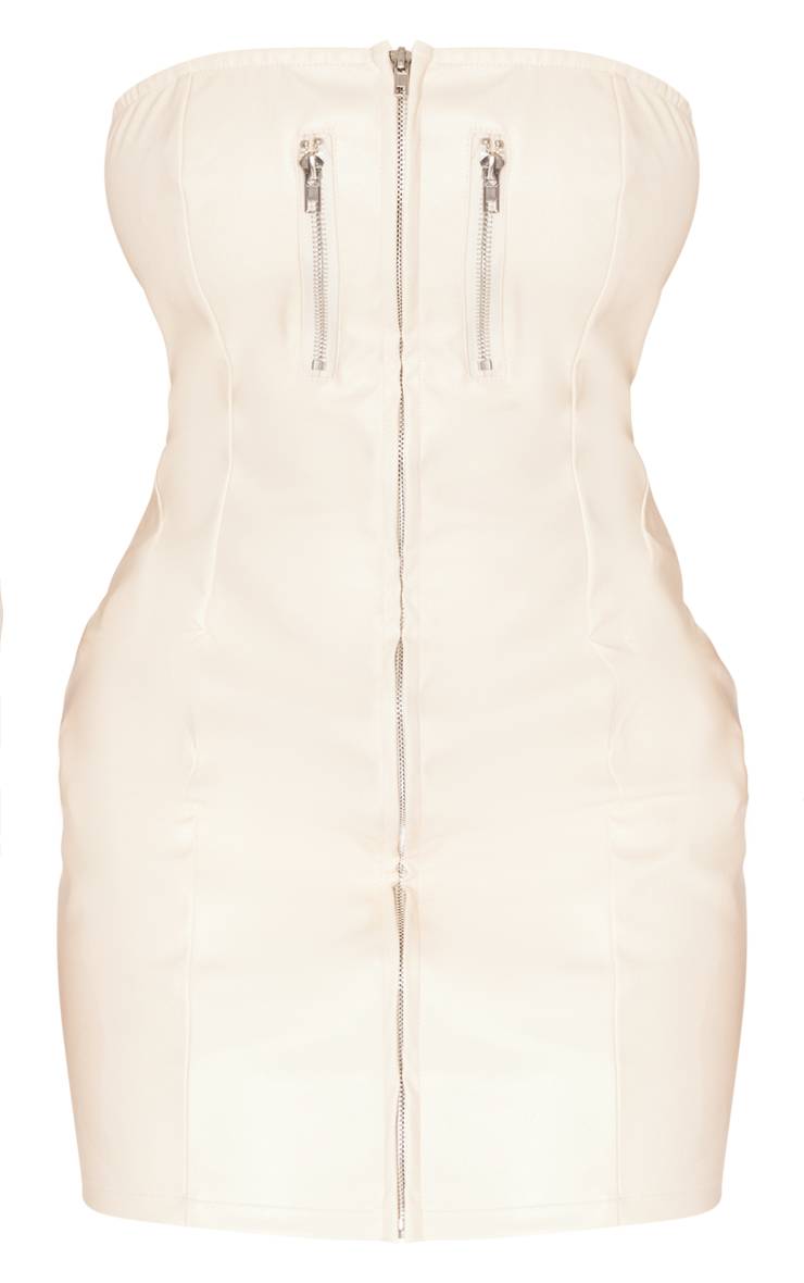 Crème Robe Moulante Shape En Synthétique Avec Détail Zippé