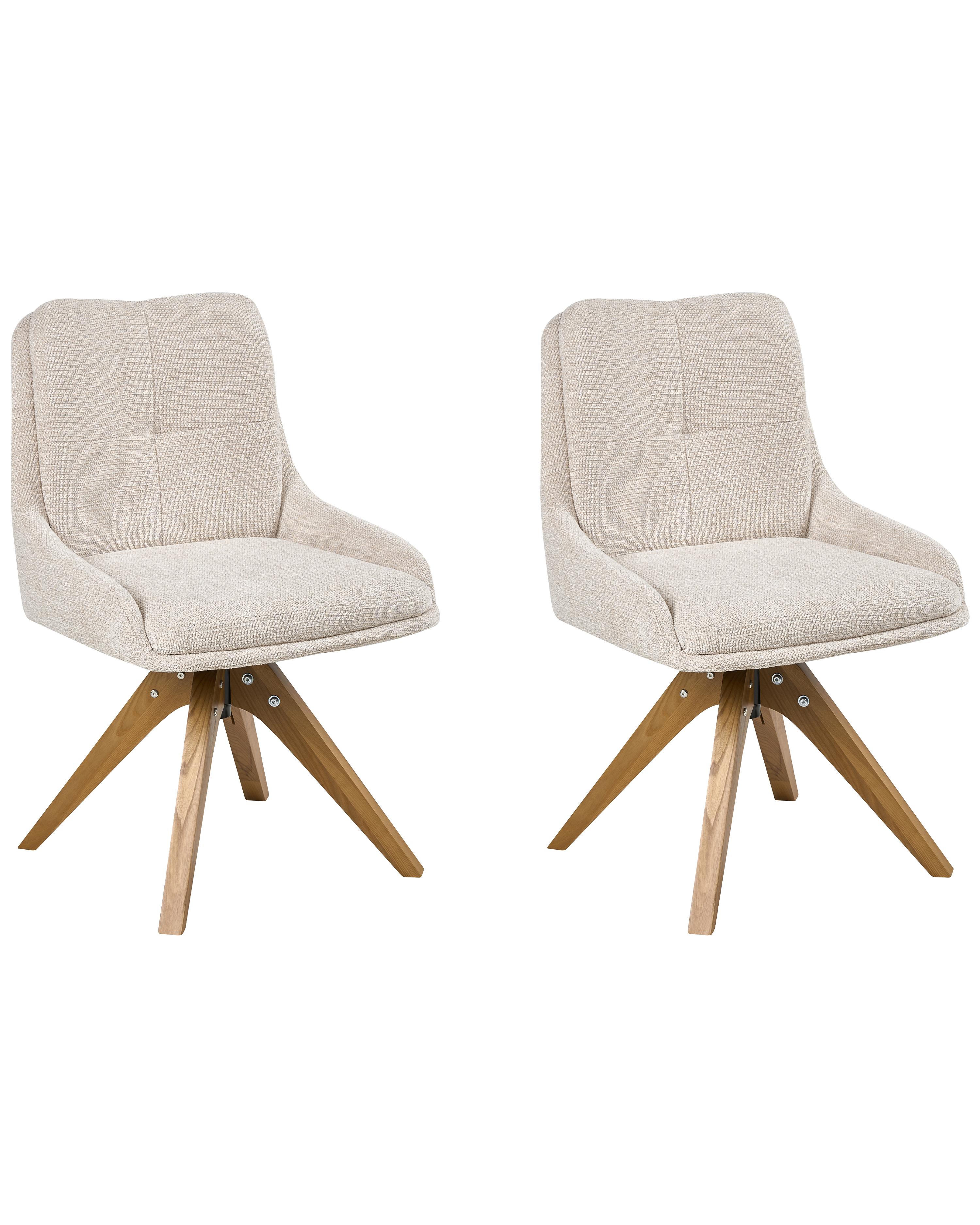 Set van 2 eetkamerstoelen draaibaar DORRIS Stof Lichtbeige