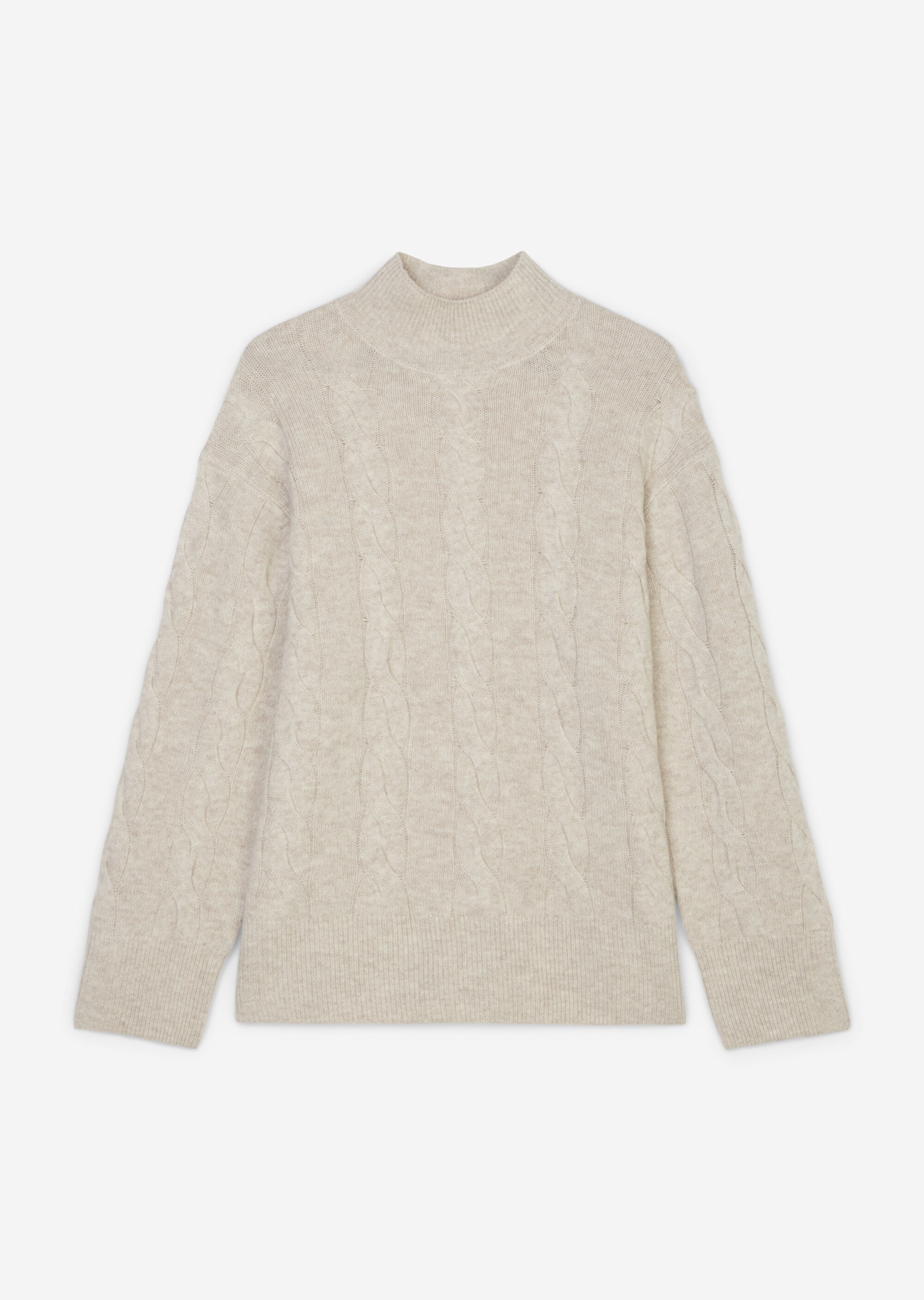 Zopfmuster-Pullover oversize aus Schurwolle-Kaschmirwolle-Mix