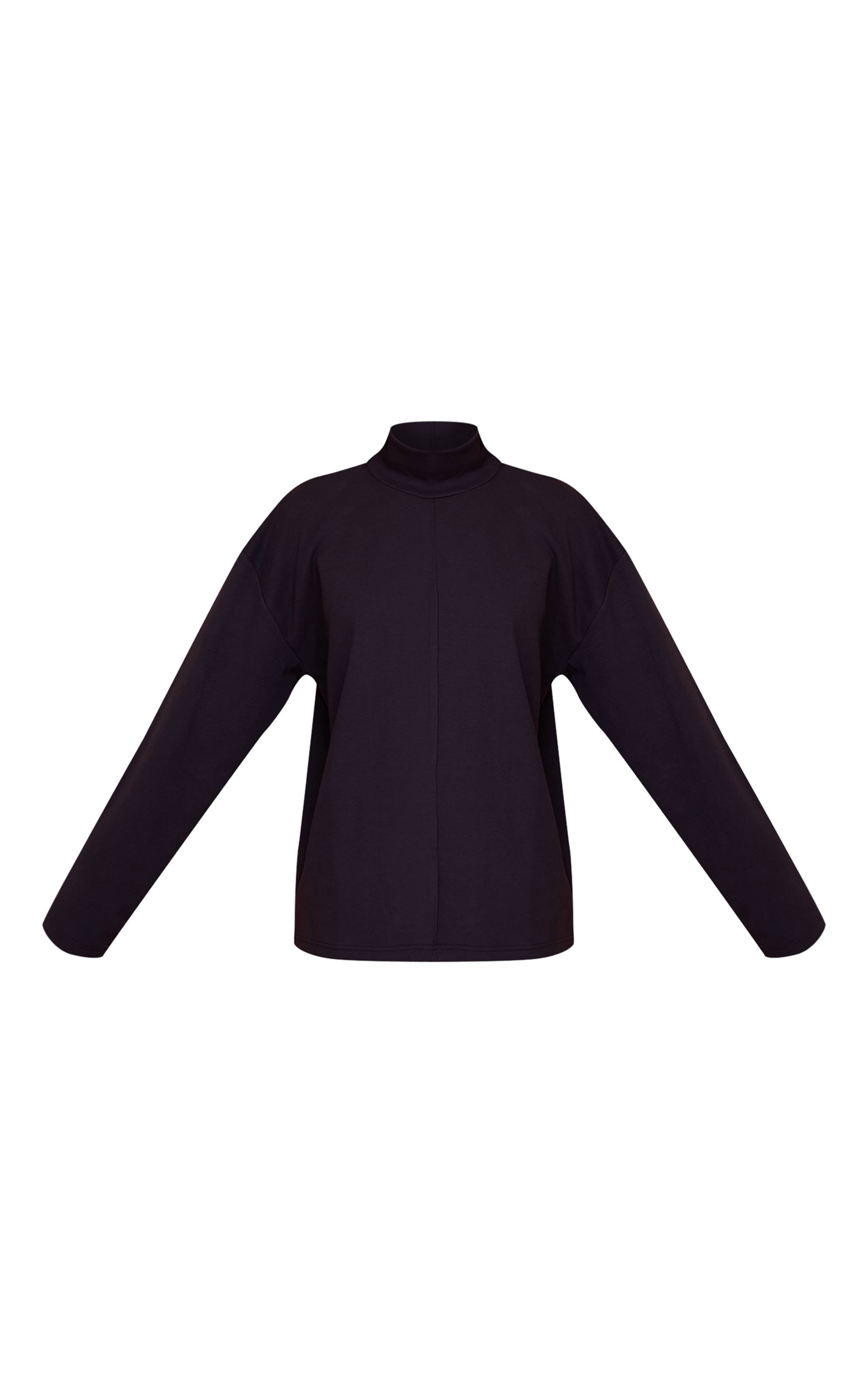 Bleu Marine Sweat-shirt Col Montant À Coutures Entrelacées