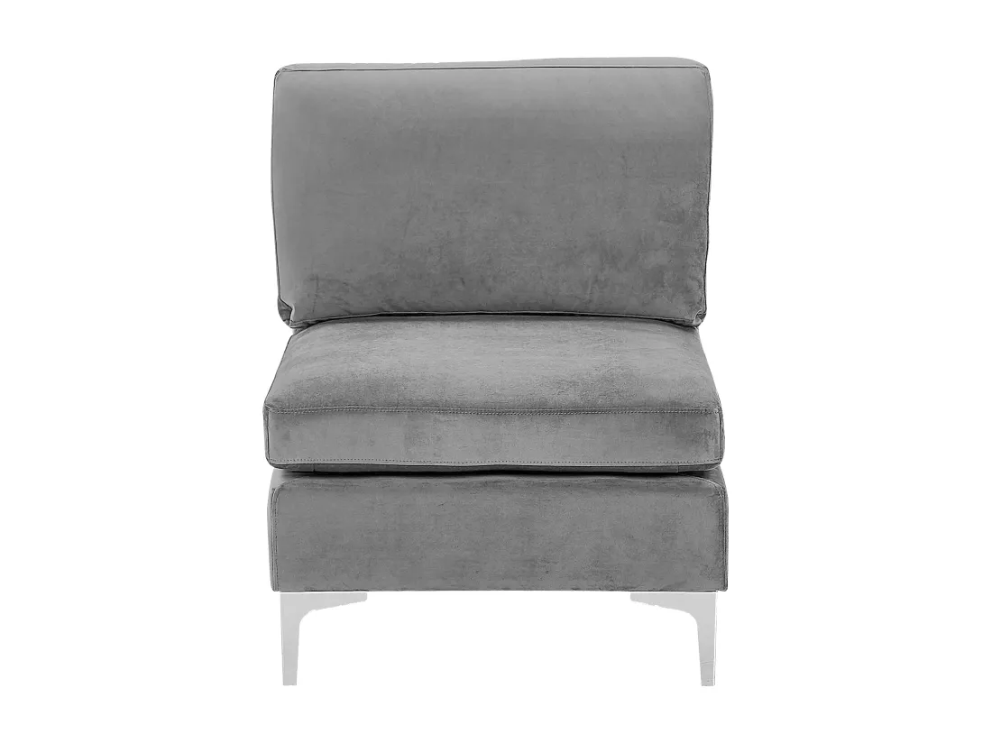 Canapé modulable 3 places en velours gris avec pouf ottoman EVJA