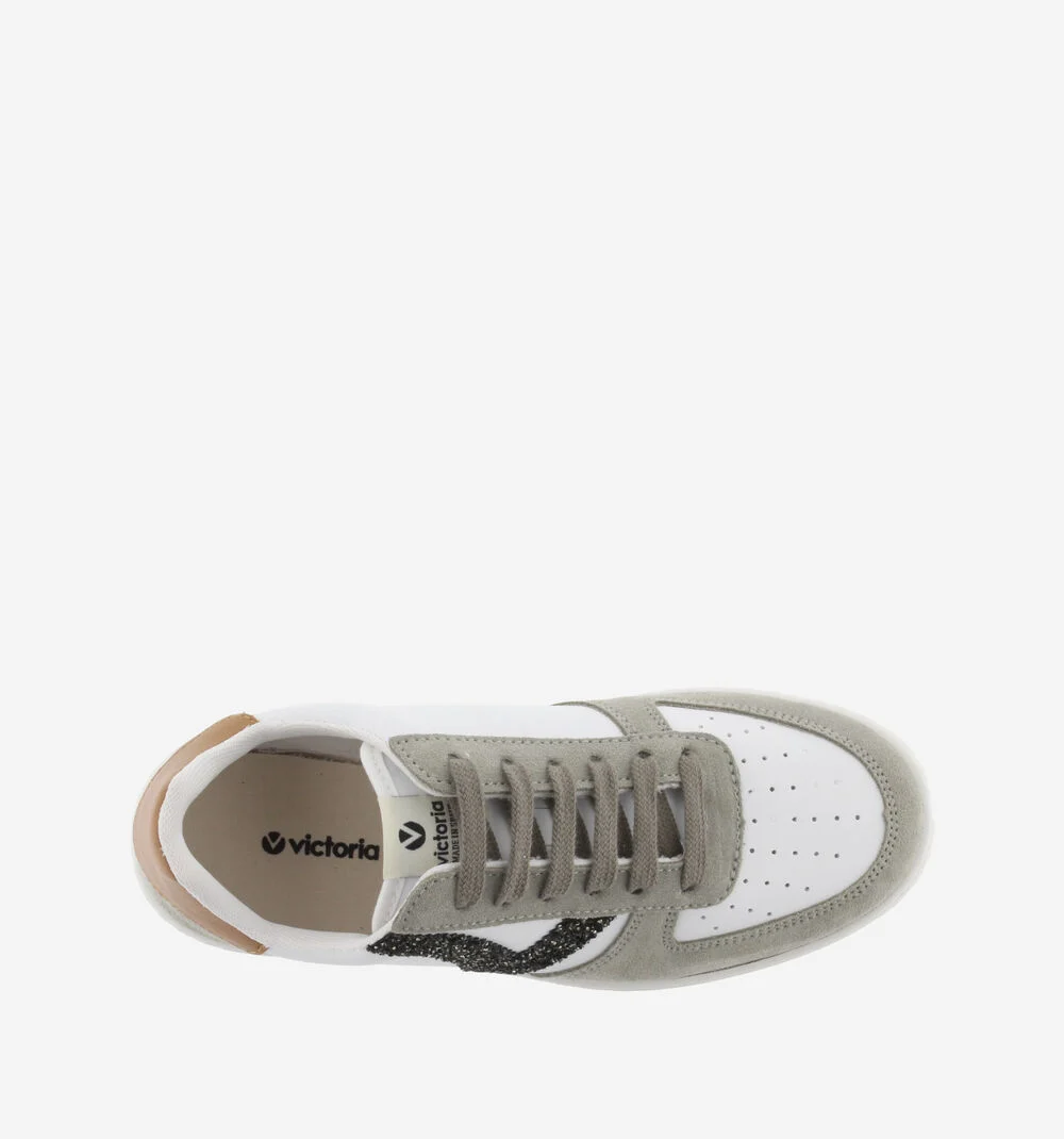 MADRID SPLIT LEATHER & GLITTER SNEAKERSKAKI