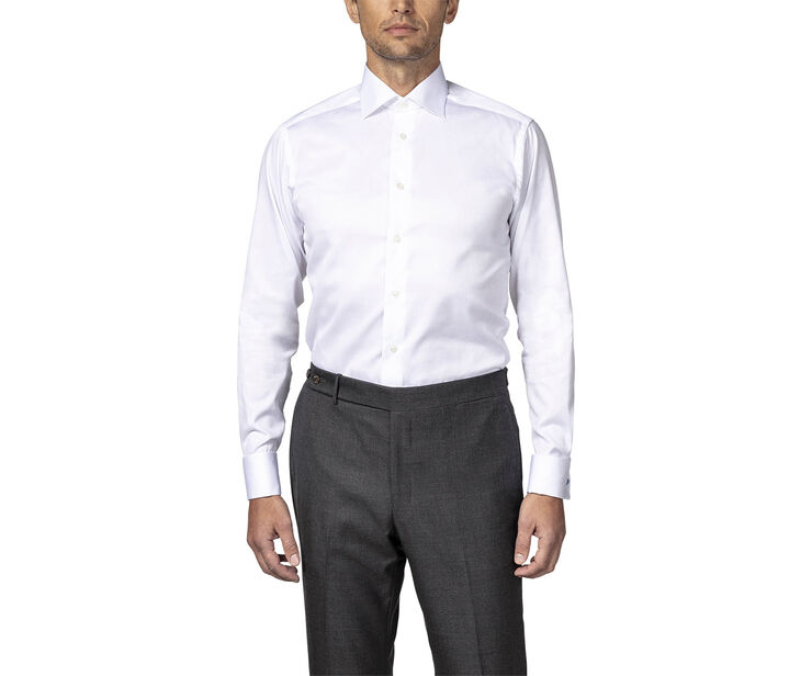ETON Light Blue Signature Twill Shirt French Cuffs - Contemporary Fit Hvid
