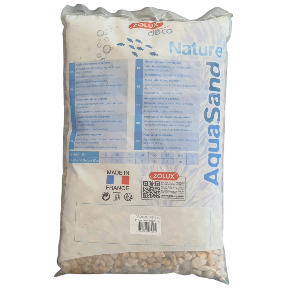 Gravier décoratif jaune d'environ 8/12 mm aquasand naturel 4.5 kg