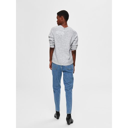 Selected Femme Lulu Striktrøje, Light Grey Melange, M