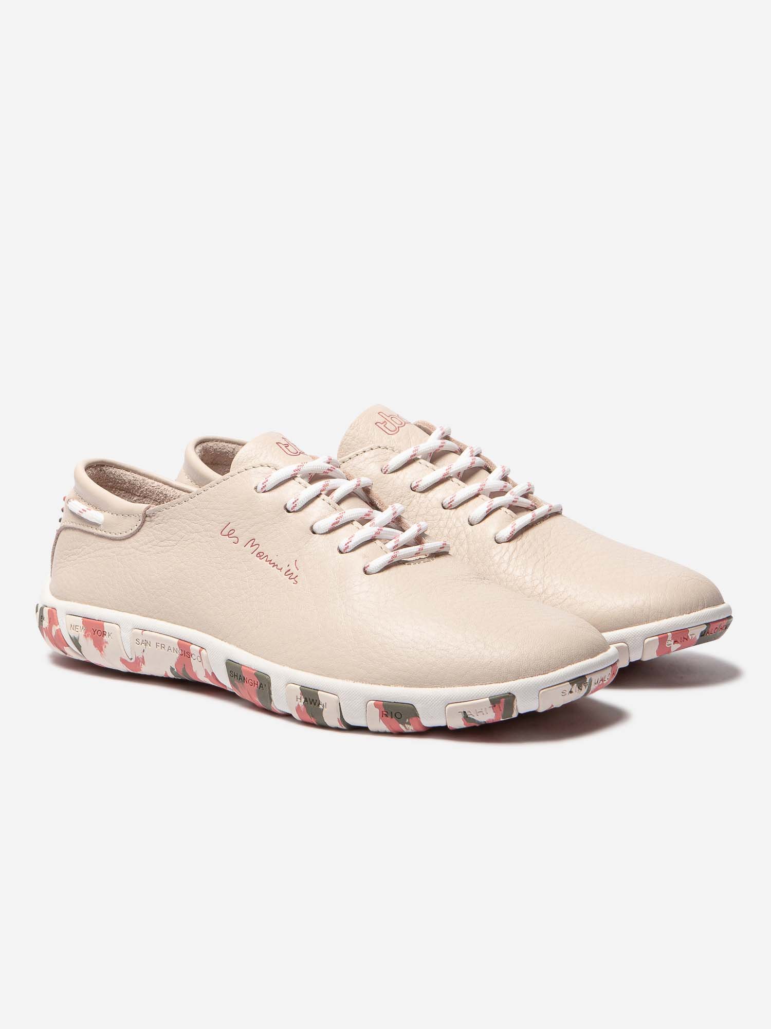 Tennis Femme Confort Cuir Rose Semelle Multico