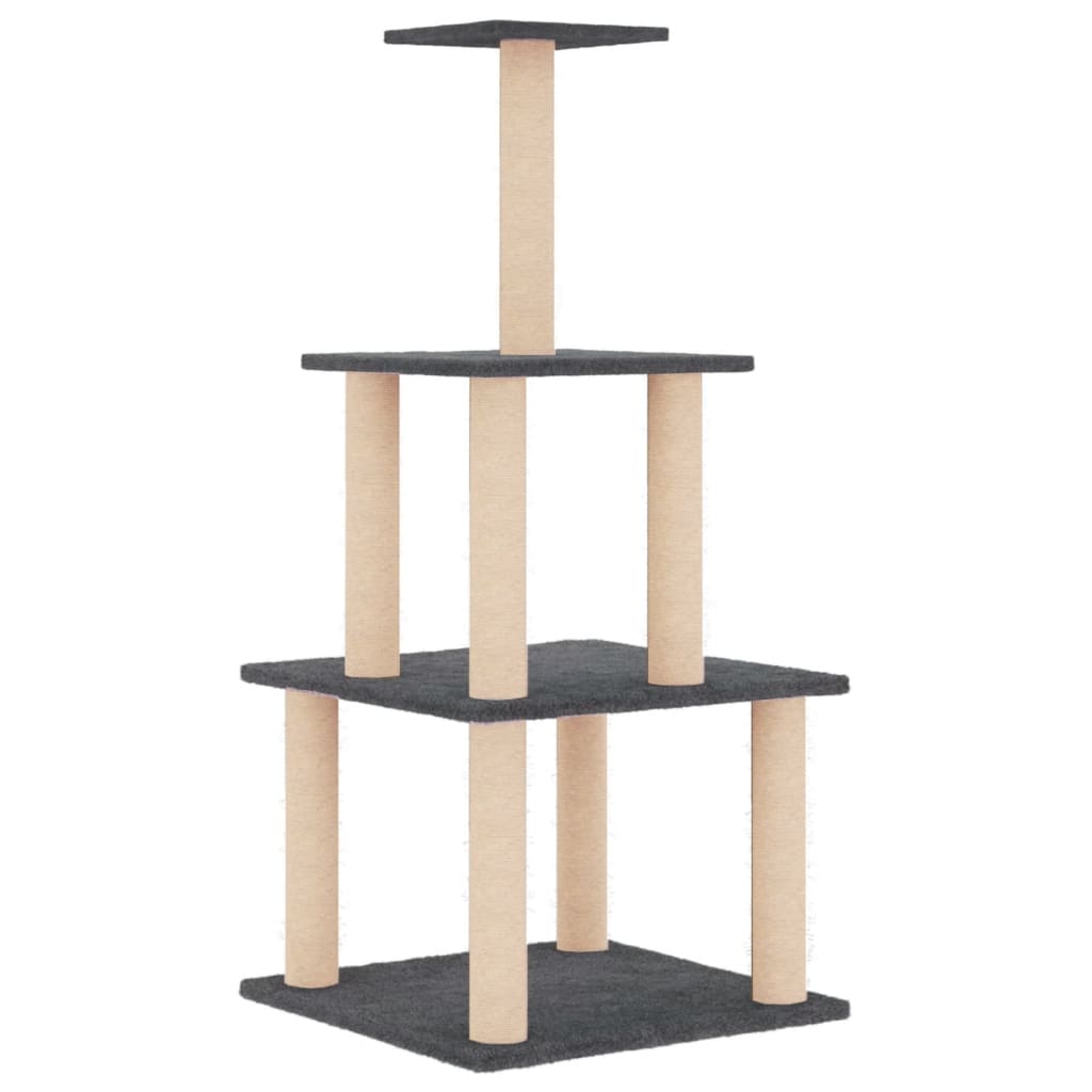 Arranhador para gatos vidaXL com hastes de sisal cinza escuro, 111 cm