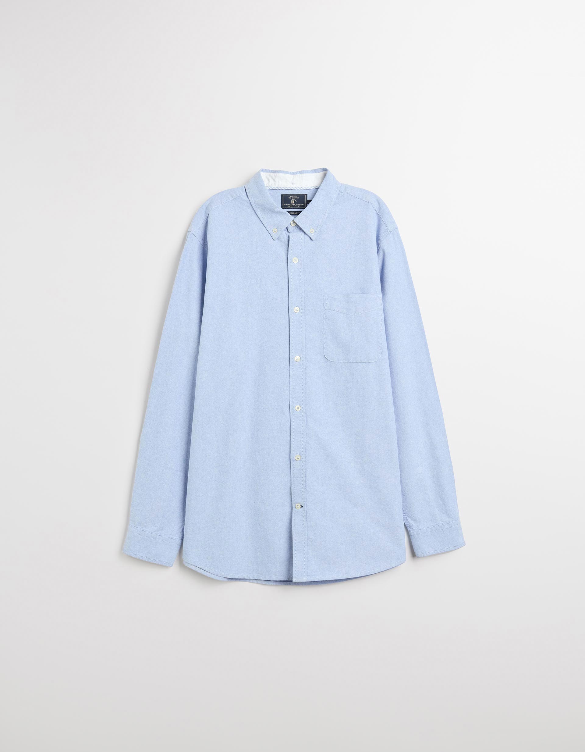 Camisa de Manga Comprida Oxford, Homem, Azul