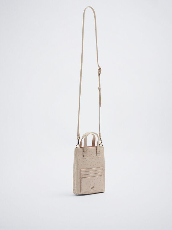 Bolsa para celular gravada - Bege