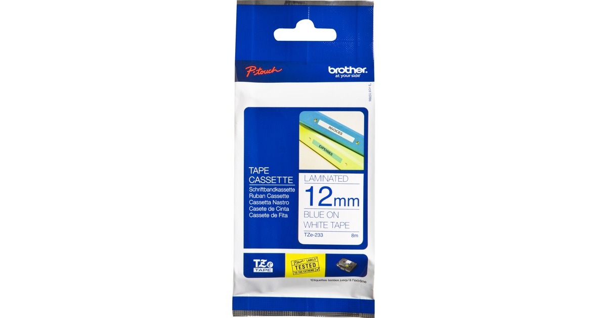 BrotherTZE-233 printlint  (12 mm blauw op wit )