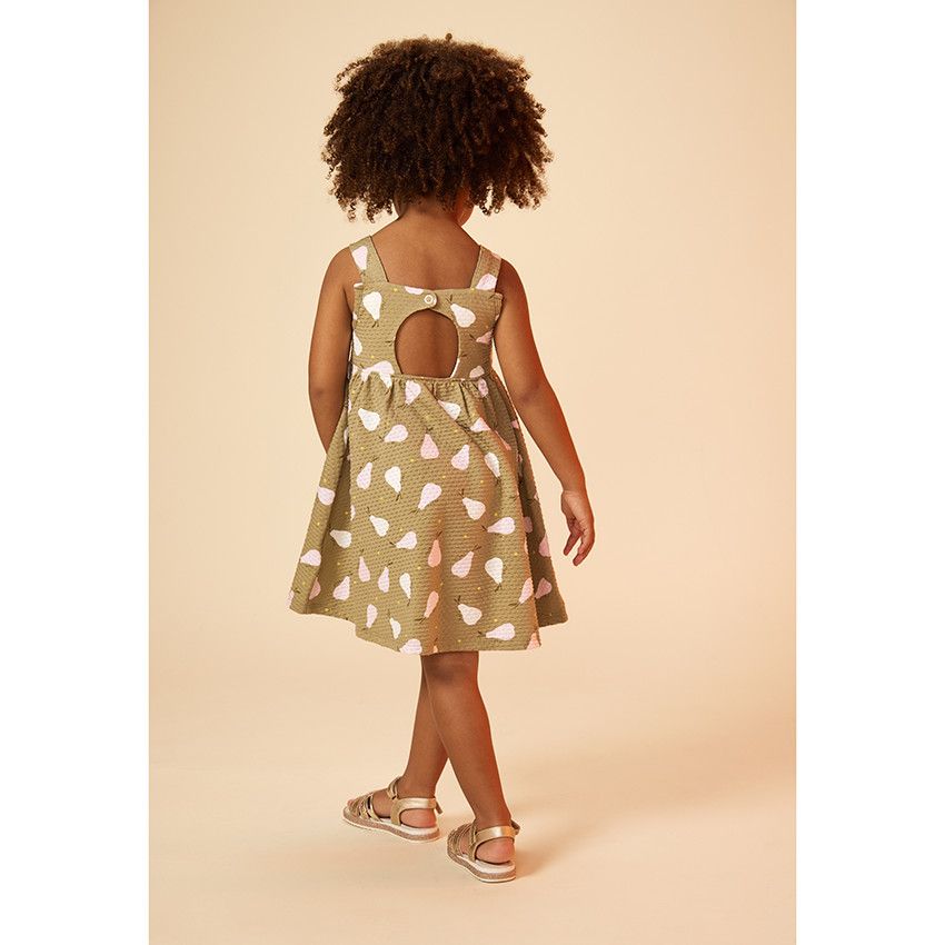 Robe en maille cloquée imprimé poires pour bébé fille - Vert