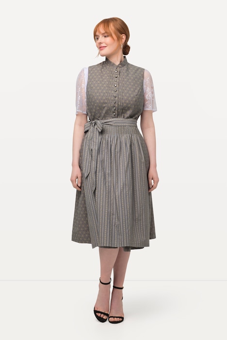 Dirndl, Biesen, Schmuckknöpfe, Stehkragen, ärmellos