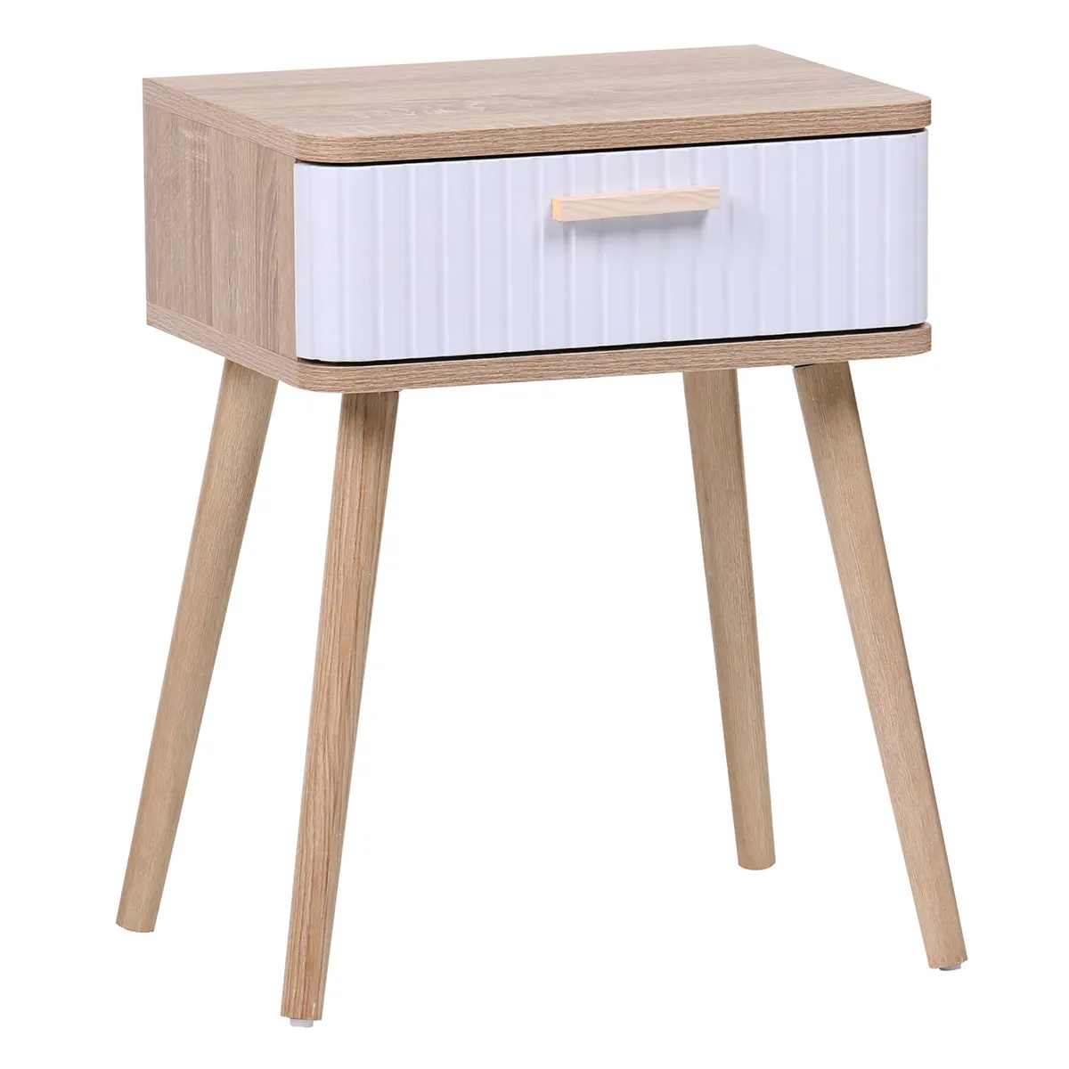 Pegane Table de nuit - Chêne/Blanc