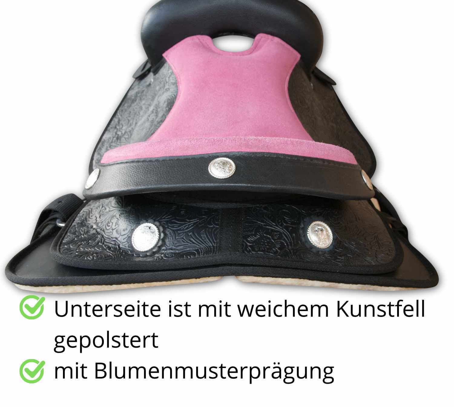 Westernsattel für Kinder DE ROSA schwarz/pink Ponysattel Shetty