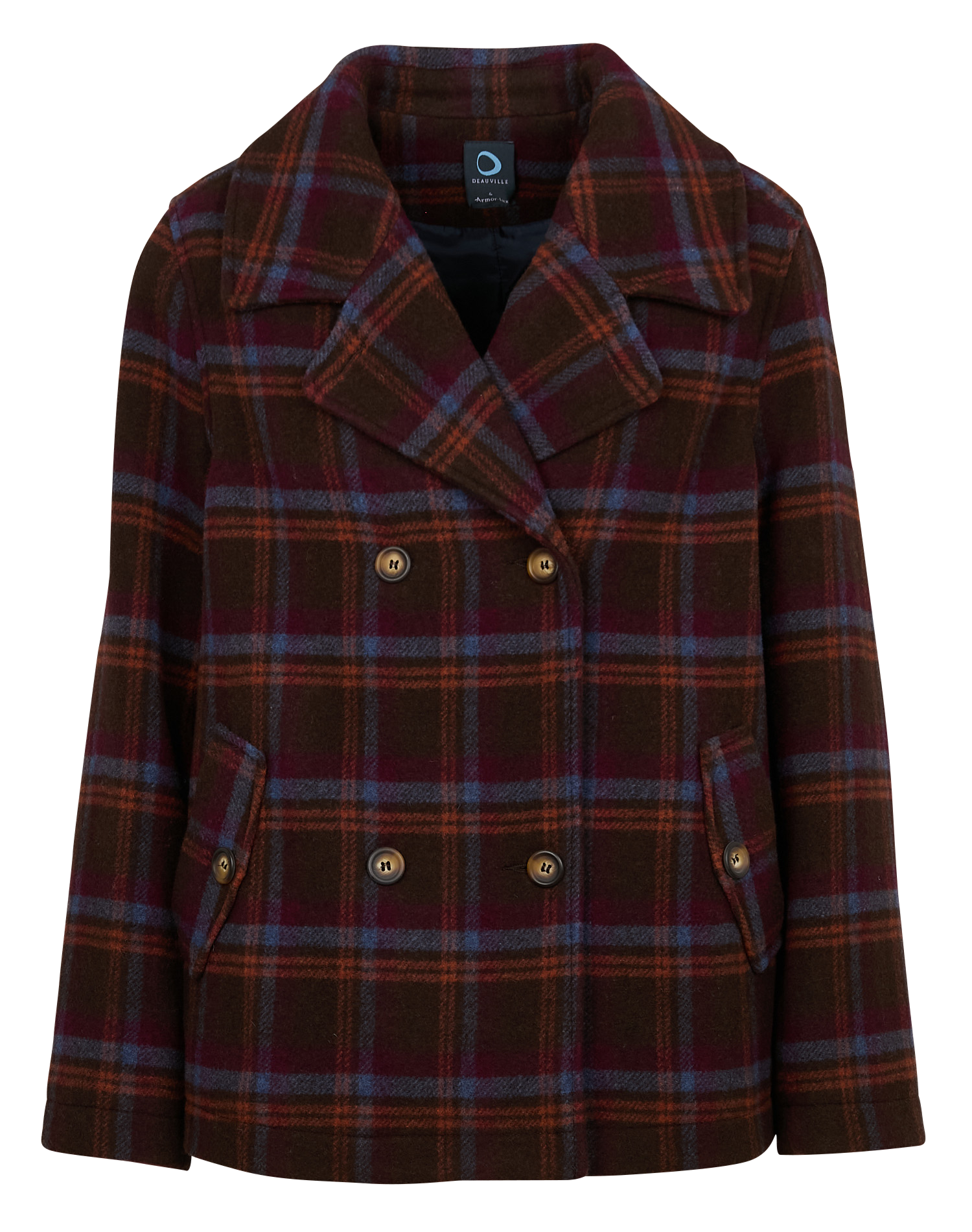 DEAUVILLE - Manteau court col tailleur à carreaux en laine mélangée | Multicolore