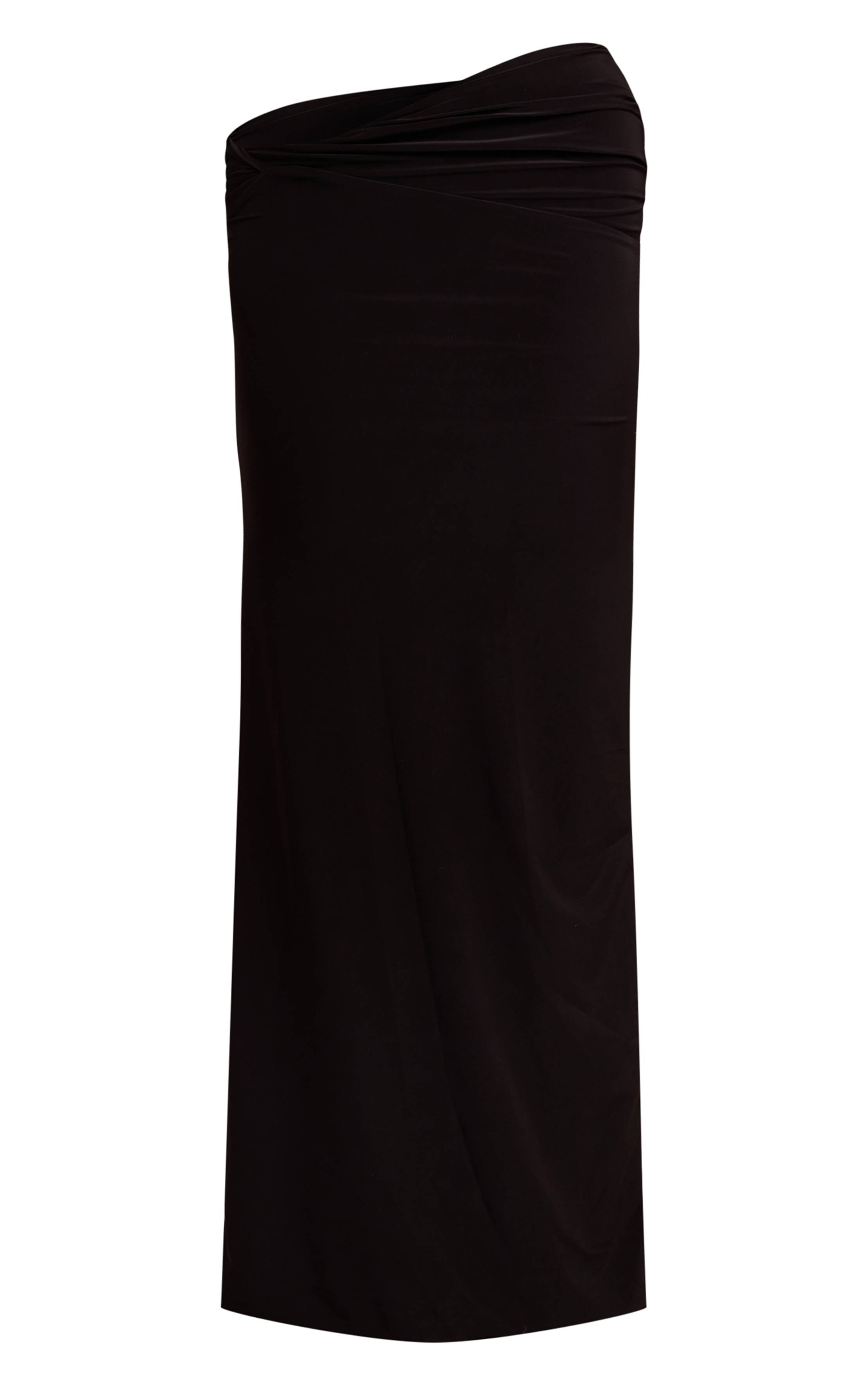 Noir Jupe Maxi Torsadée En Tissu Slinky Double