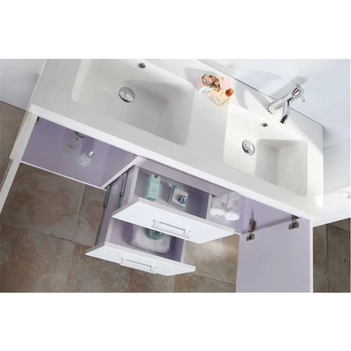 Simba Meuble salle bain double vasque - White Malibu