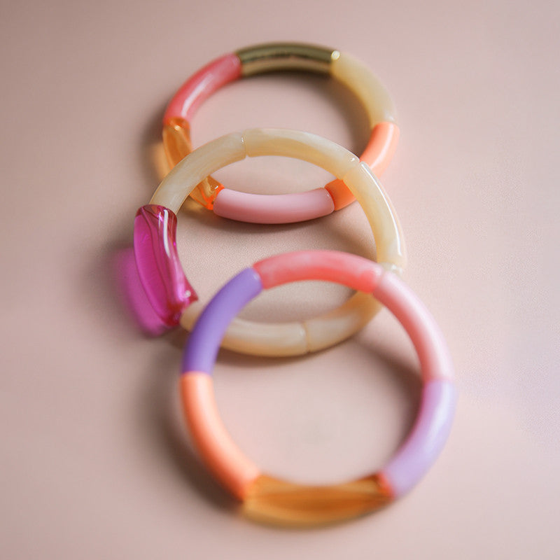 Armband Tube Set2 pink beige gold lila rosa