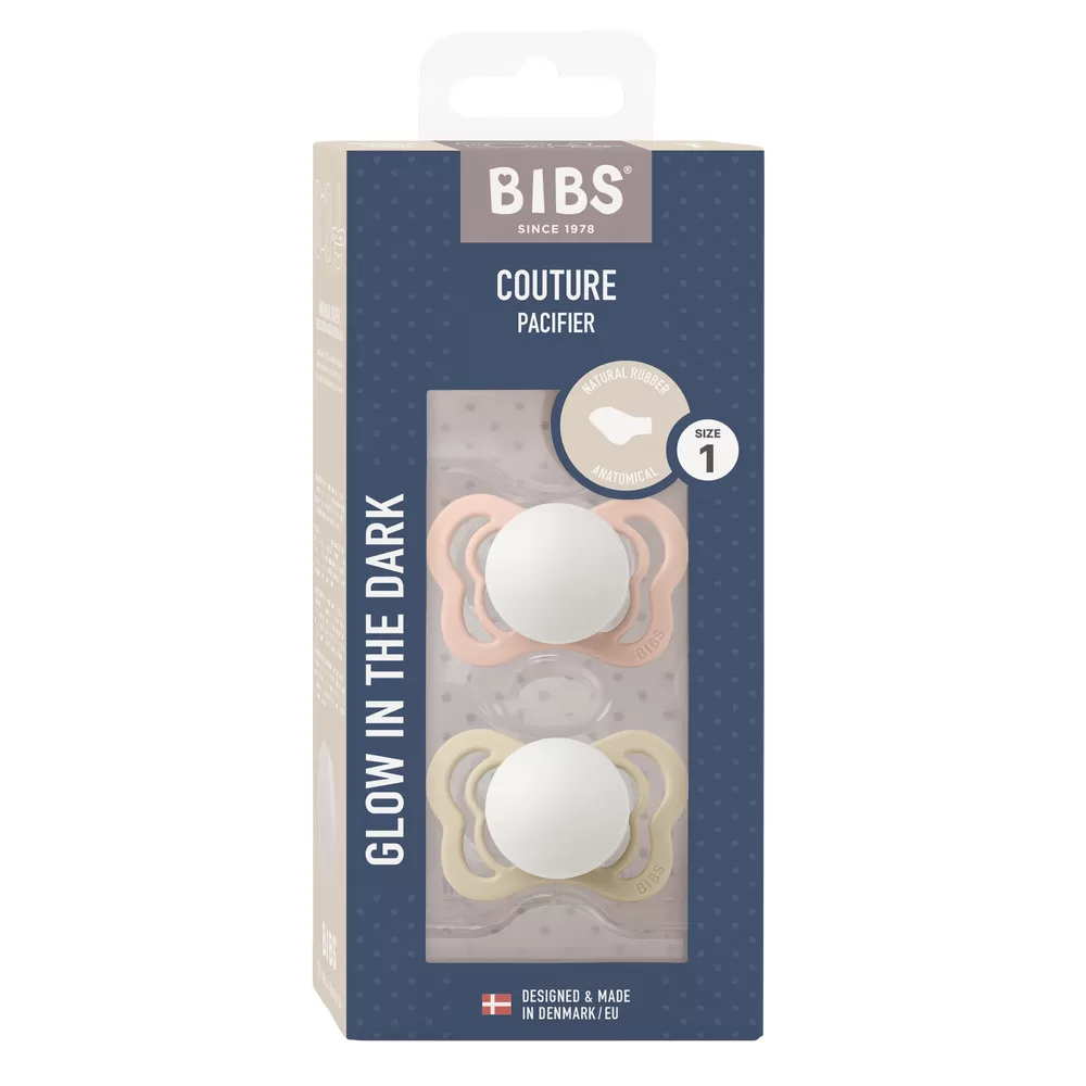 BIBS Couture GLOW Latex Blush/Vanilla 2 pak - Flere størrelser