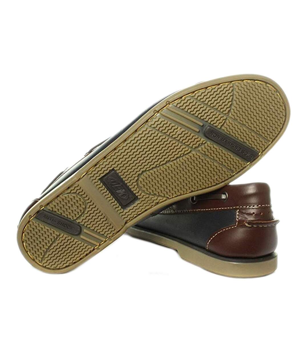 Dek - Chaussures bateau - Homme (Bleu marine/Cuir marron) - UTDF676