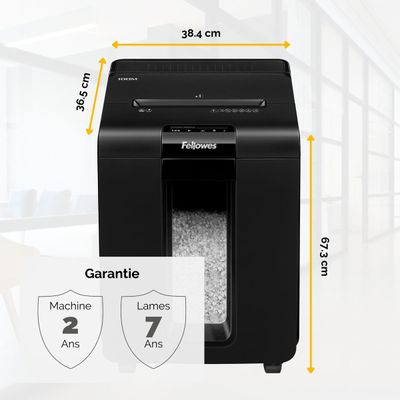Fellowes AutoMax 100M - destructeur de documents coupe croisée mini-cut - 100 feuilles - Corbeille 23 litres - technologie anti-bourrage
