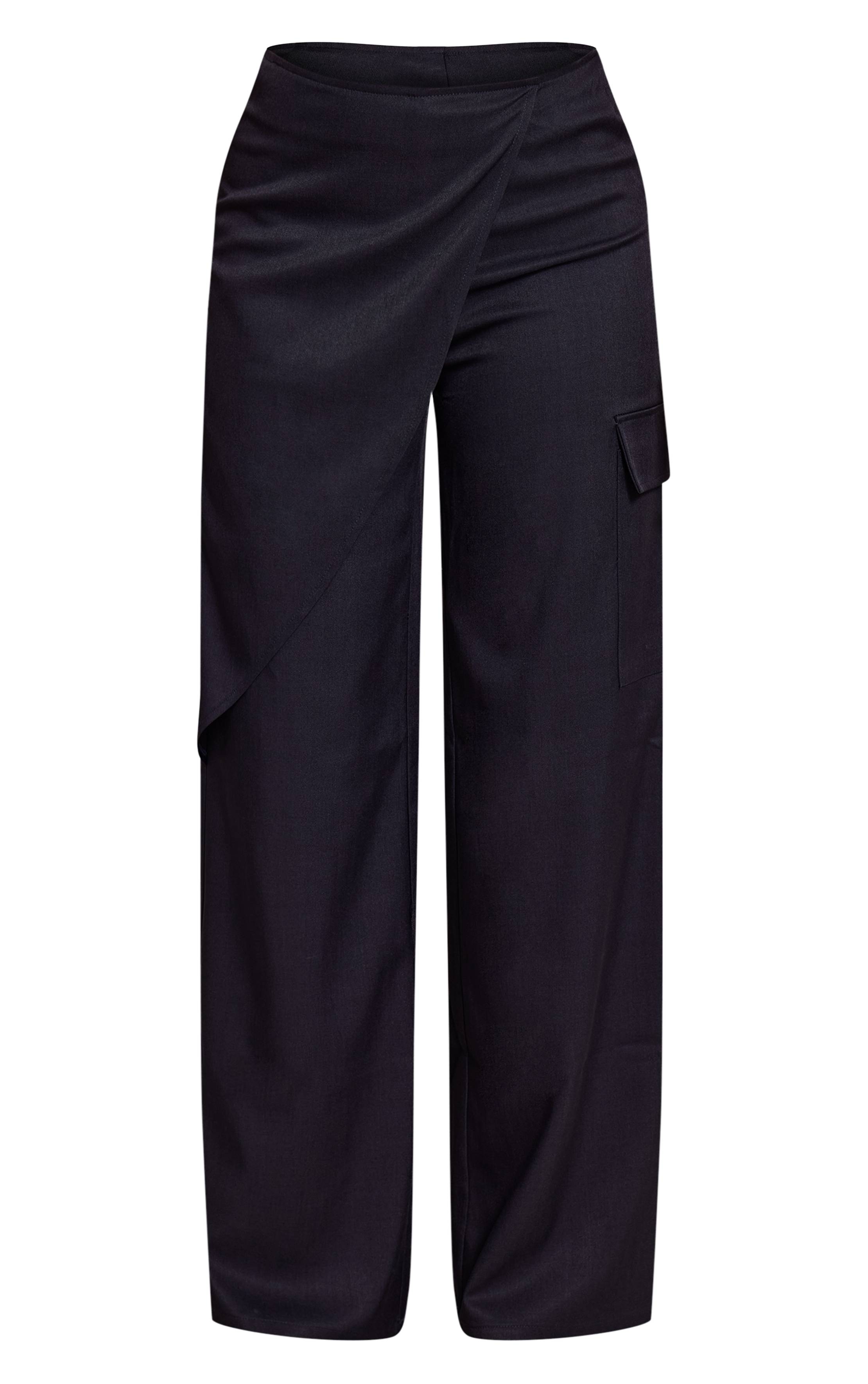 Bleu Marine Pantalon Cargo Tall Tissé À Détail Cache-cœur