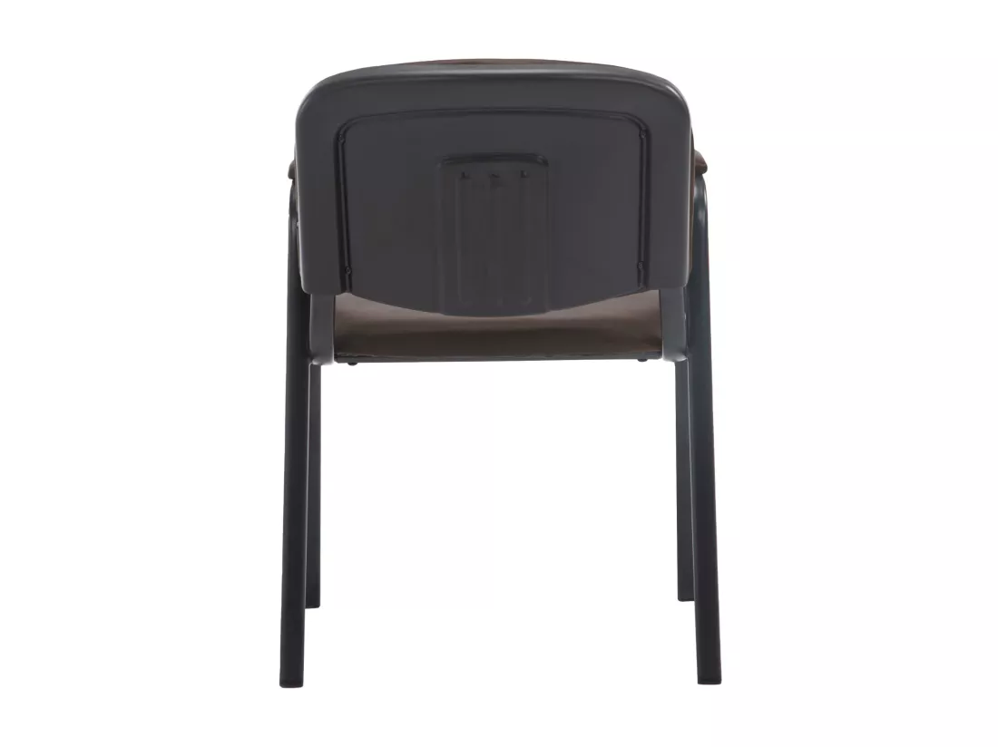 Chaise de conférence - Similicuir & Métal noir mat - Marron - Ken Pro