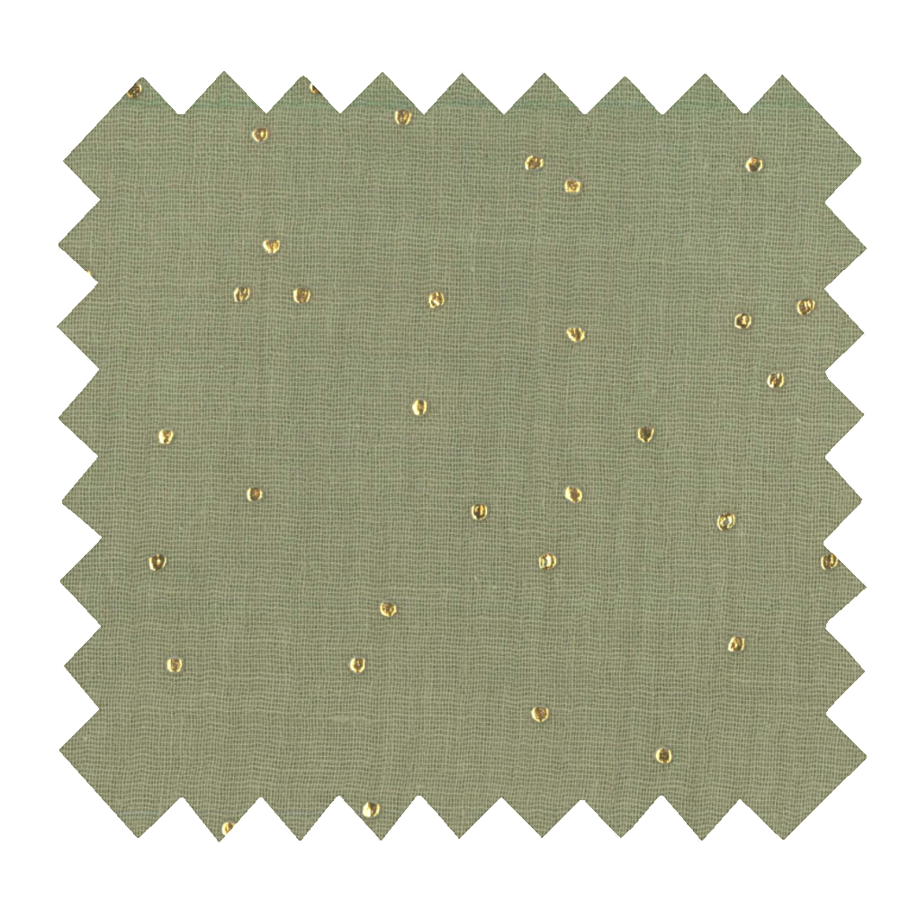 Petite Barrette Pétales De Fleur Gaze Pois Or Vert Amande