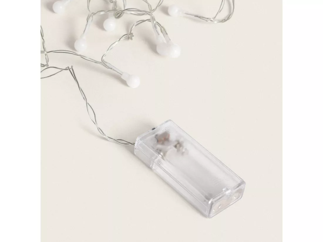 Guirlande Câble LED 20 Mini Boules à Piles 1m Blanc Chaud 2700K