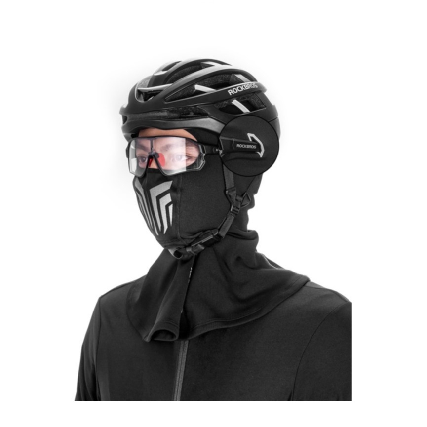 Lange Ski Sturmhaube Motorrad Halstuch Kälte   UV Gesichts Schutzmaske - Schwarz