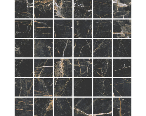 Porseleinen steengoed mozaïek Marquina goud 29,7 x 29,7 cm