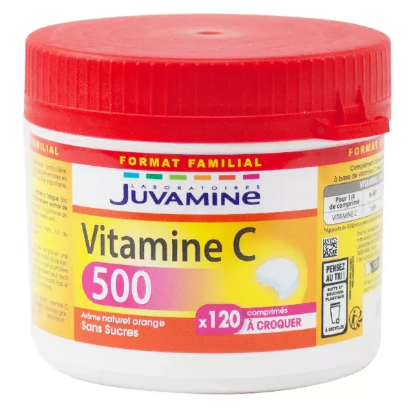 Juvamine Vitamina C 500 - Pacote Família com 120 Comprimidos Mastigáveis