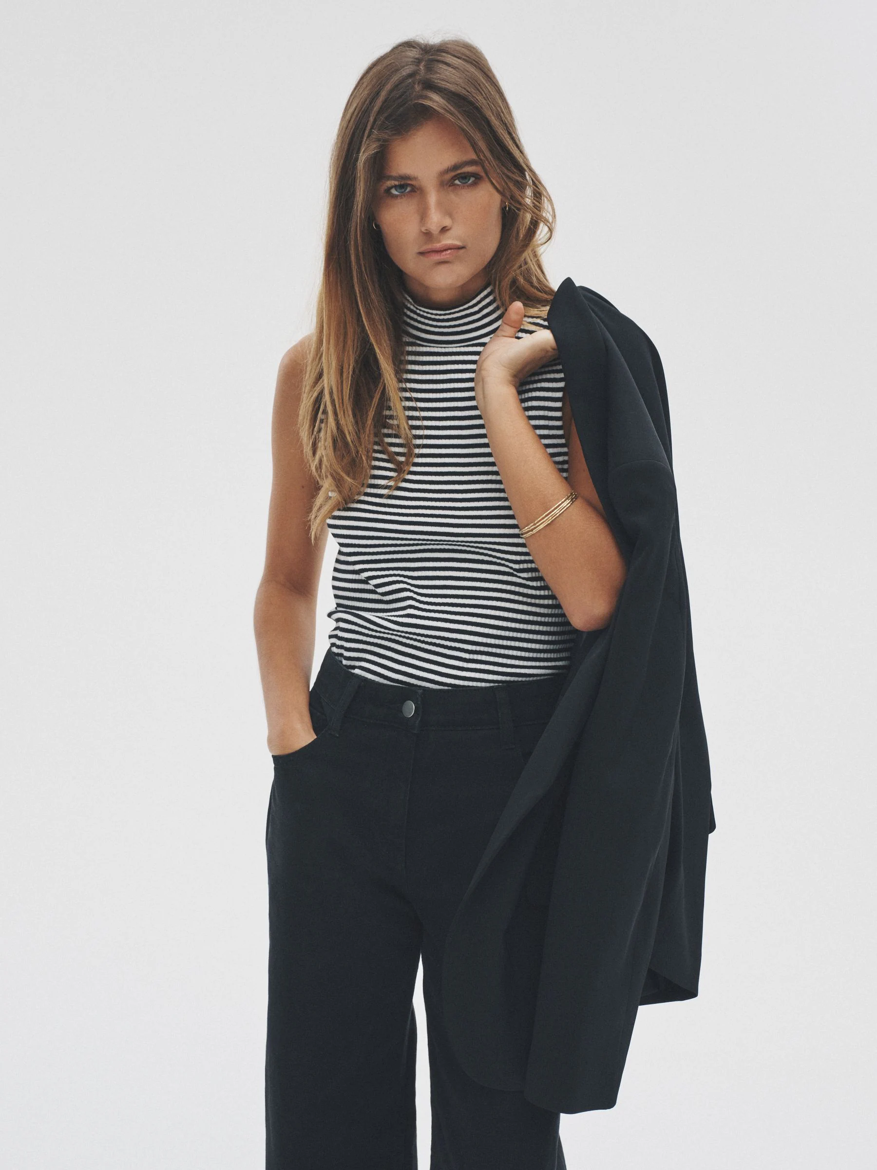 The Set 3 Pack Roll Neck Ribbed Vests