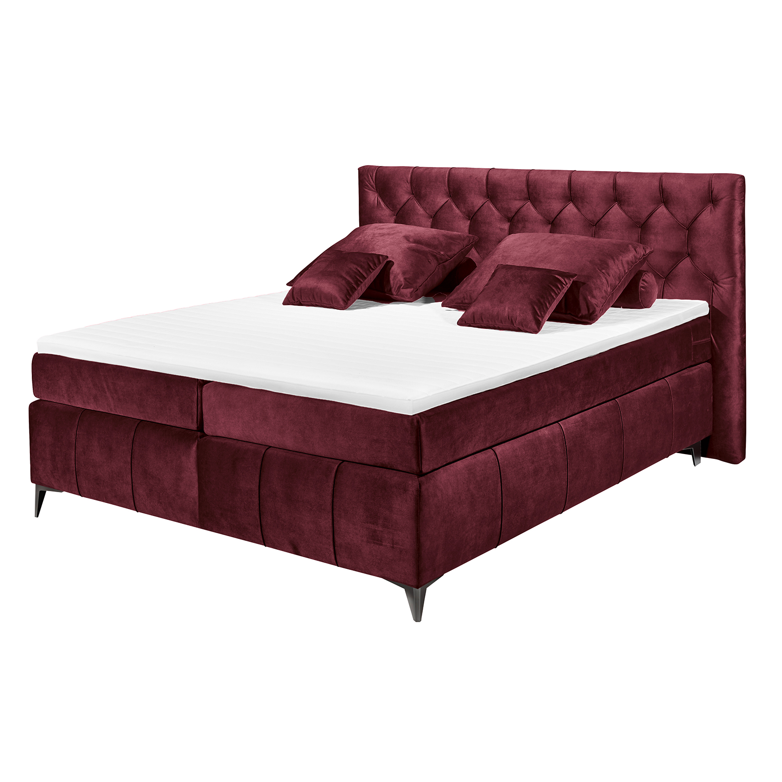 Boxspringbett - burgund - Tonnentaschenfederkern - H2 - 180x200 cm