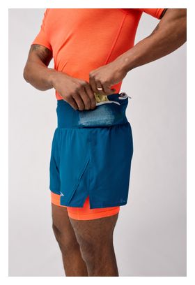 Short 2-en-1 Brooks High Point 2.0 5inch Bleu/Rouge Homme