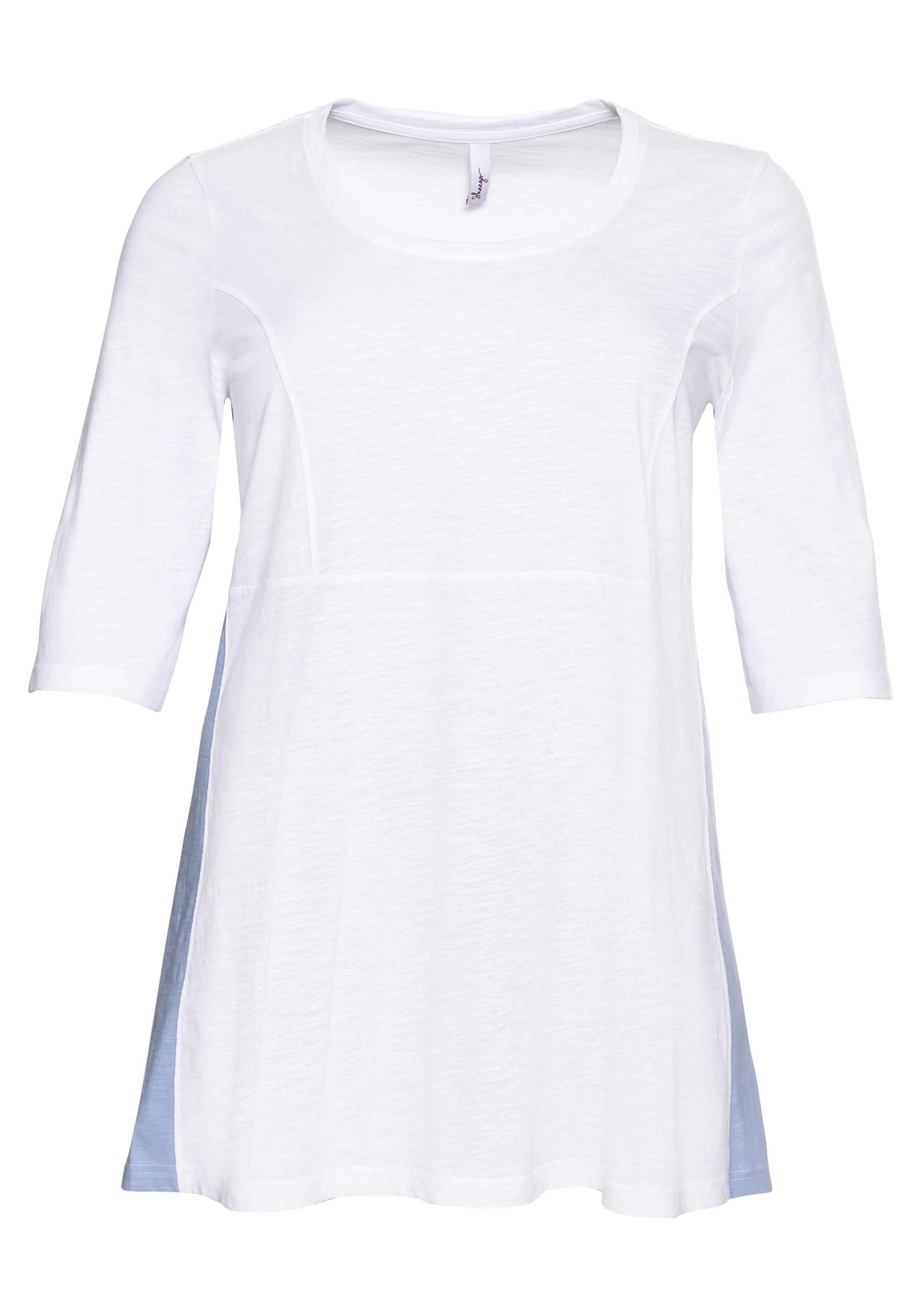 Longshirt mit 3/4-Ärmeln und Kontrasteinsätzen