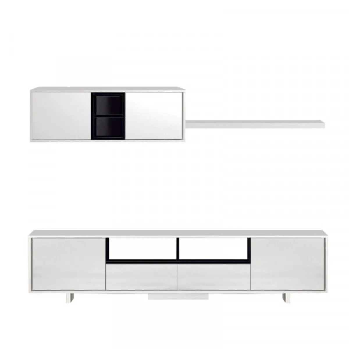 Dansmamaison Composition TV blanc/gris anthracite - Irvine