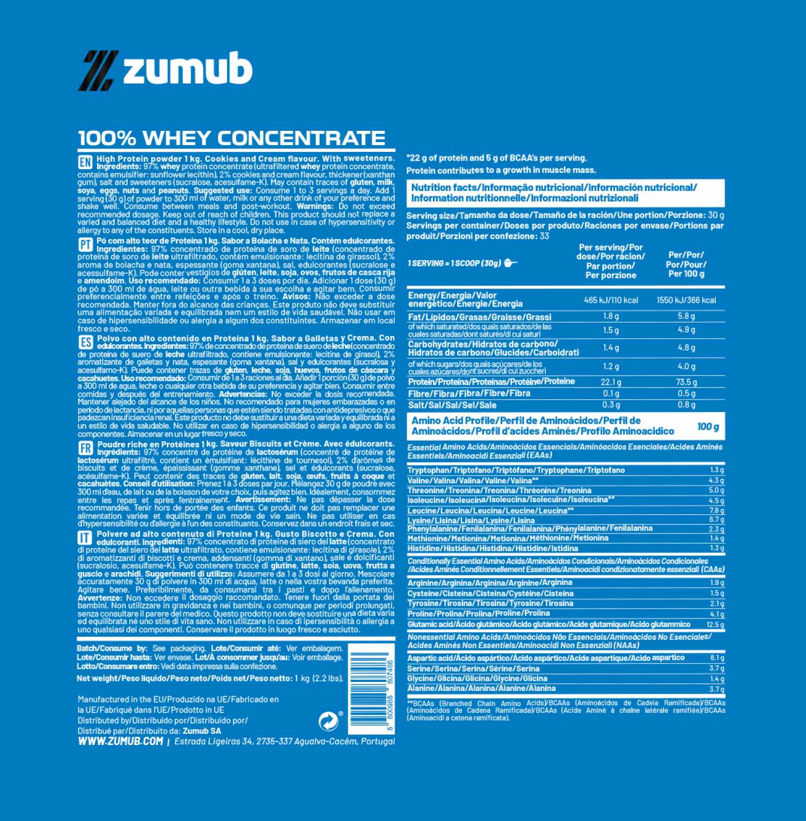 Zumub Concentrado de Soro de Leite 100% Puro 30g